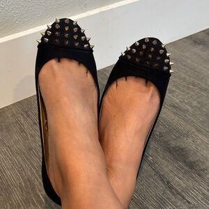 Zara Black Flats with Gold Studs